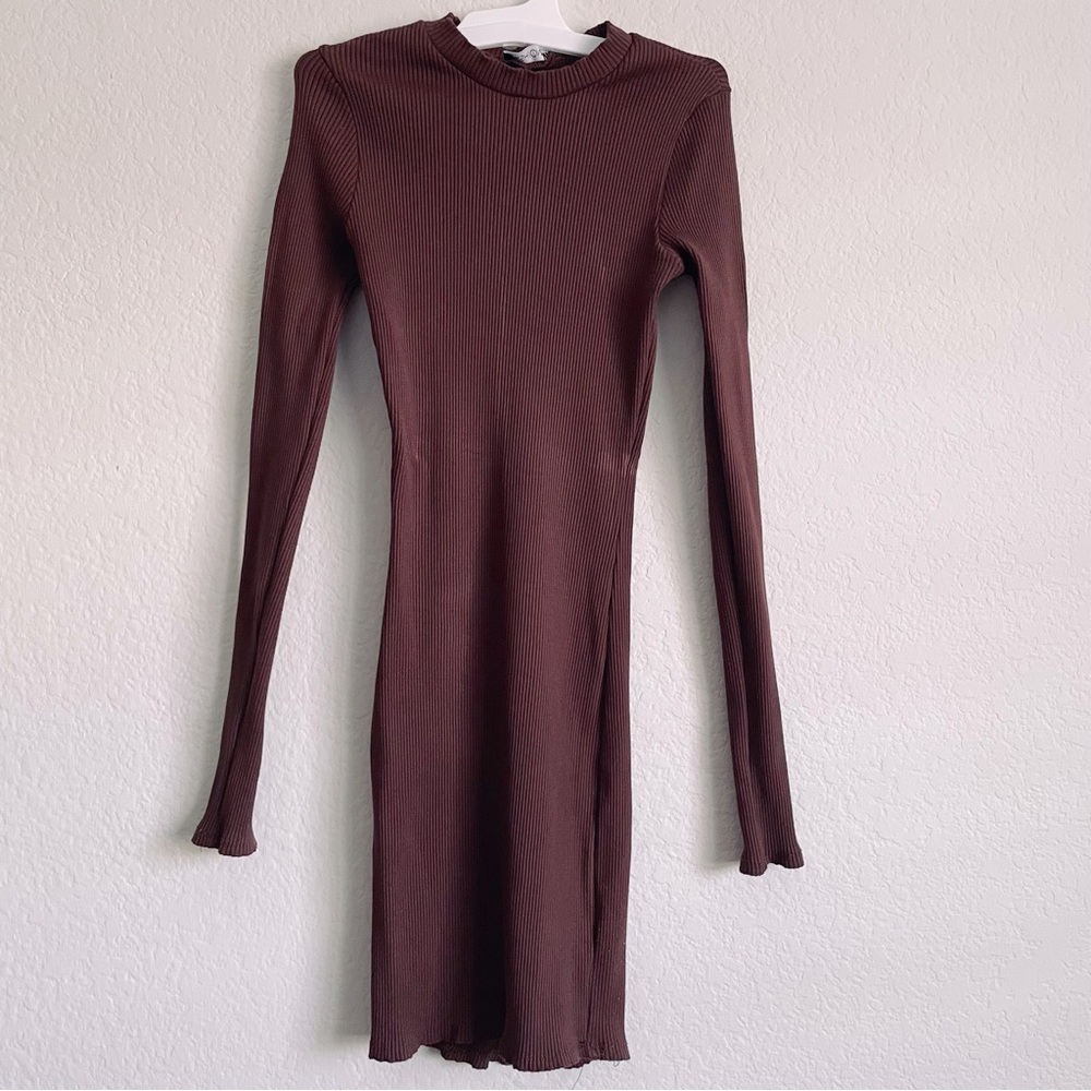 Fashion Nova Sexy Basic Bodycon Chocolate Brown Knit Mini Dress